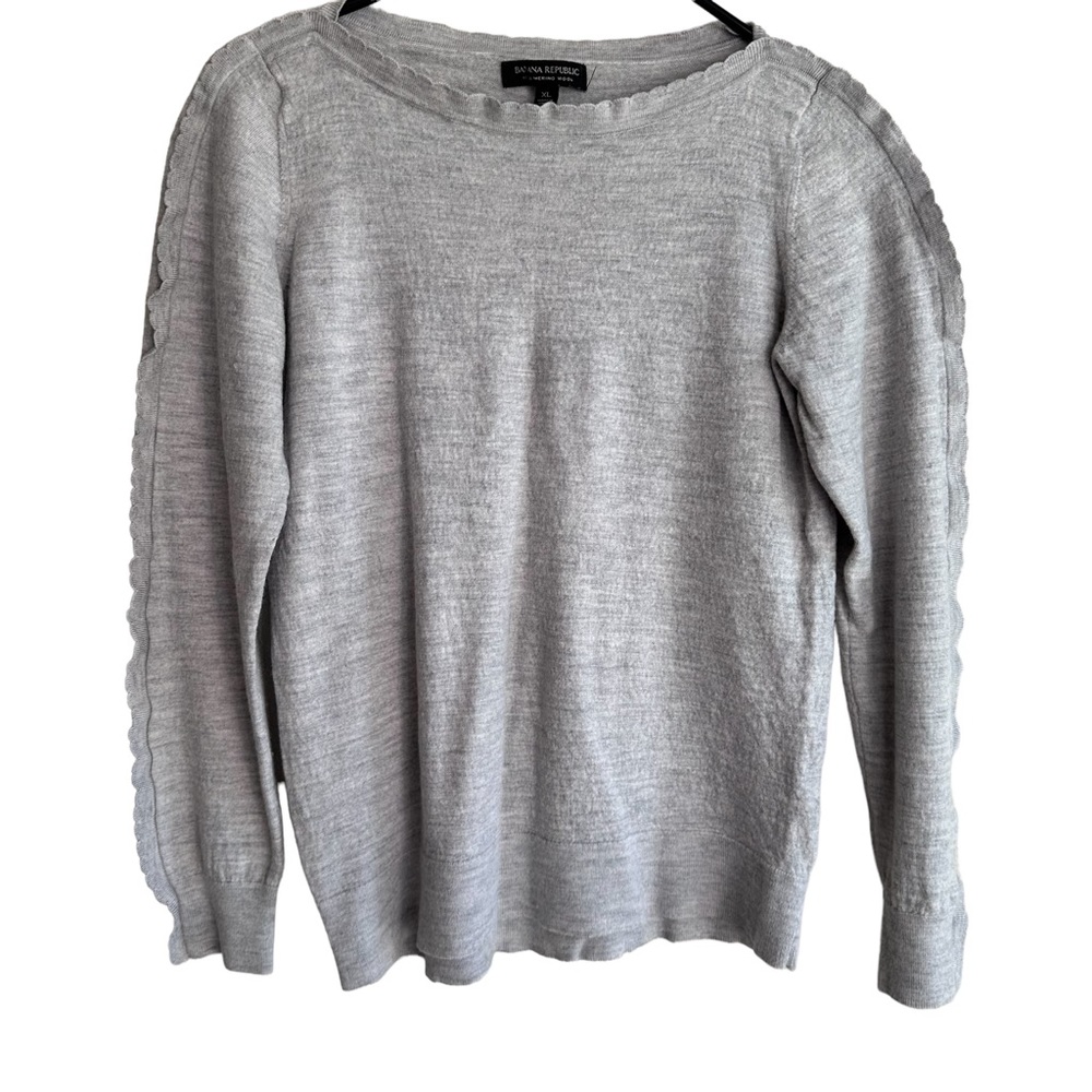 Banana Republic Grey Ruffle Sweater XL